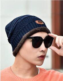 Men Other Hats - Blue With Gray Fur - View 3