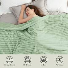 1 bucată de pătură de canapea din blană artificială de iepure, această pătură de pluș adoptă un stil luxos din blană artificială moale și cald, potrivită pentru diverse ocazii, cum ar fi camere de zi, dormitoare și canapele. - Verde salvie mic - Vizualizare 5