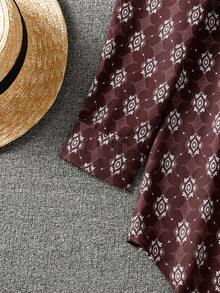 Women's Long Sleeve All-Over Print Casual Arabic Style Top - Multicolor - View 7