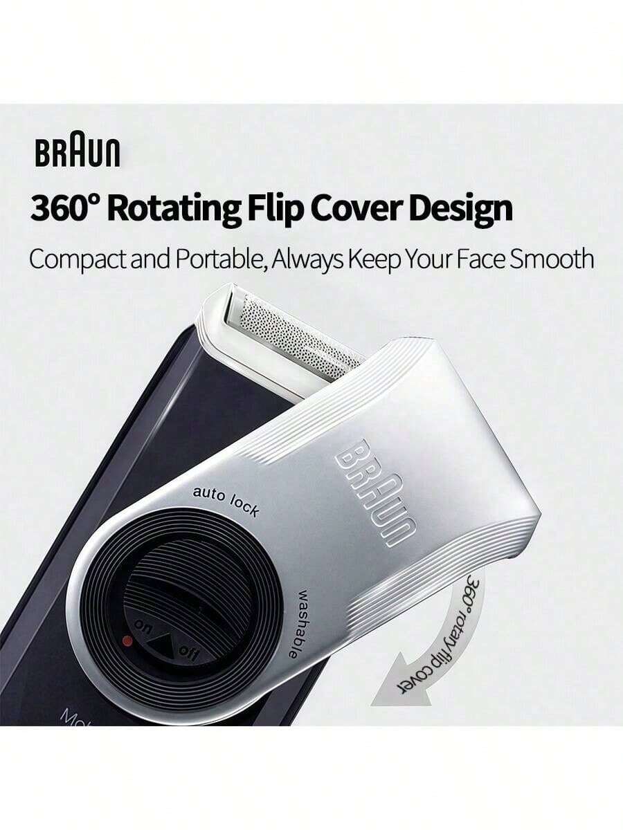 Braun M90便攜式電動刮鬍刀 經典復古設計 精緻金屬機身輕巧易攜,乾電池供電無需充電,隨時隨地保持整潔儀容 - 黑色 - 查看 1