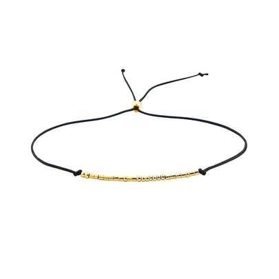 SANNYRA Adjustable Morse Code Bracelet, Secret Message Friendship  Jewelry For Women, 14k Gold Plated Beads On Silk Cord Friendship Gift For Her,23FuckCancer