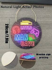 3pcs/1pc - 20cm Round Wooden Sign, Suitable For Game Room & Nursery Decor, Baby Boy's Room, Teen Boy's Cave, Wall Art For Kids, Christmas/Birthday Gift For Son, Gamer & Player Wall Decor, Children's Playroom & Daycare Decoration - Multicolor - View 11