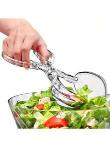 1pc Transparent Plastic Salad Scissors And Tongs - Reusable Heavy Duty Sanitary Cutlery, Kitchen Tongs, Multipurpose For Grilling, Buffet, Party Catering, Salad Dressing And Serving - Suitable For Large Groups