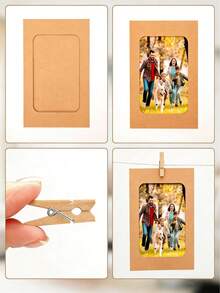 Multi Colored Hanging Paper Photo Frame Kit (With Hemp Rope And Wooden Clothespins) To Match Any Aesthetic, These Sturdy Paper Photo Frames Come With Hemp Rope And Wooden Clothespins That Can Be Quickly Assembled Without Tools For Instant Photo Display. - Multicolor - View 7