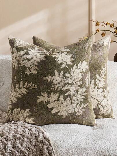 Funda de almohada floral neutra de 18 X 18 pulgadas, funda de almohada cuadrada de chenilla vintage suave decorativa de estilo granja para sofá y dormitorio (1 pieza, 2 piezas disponibles)