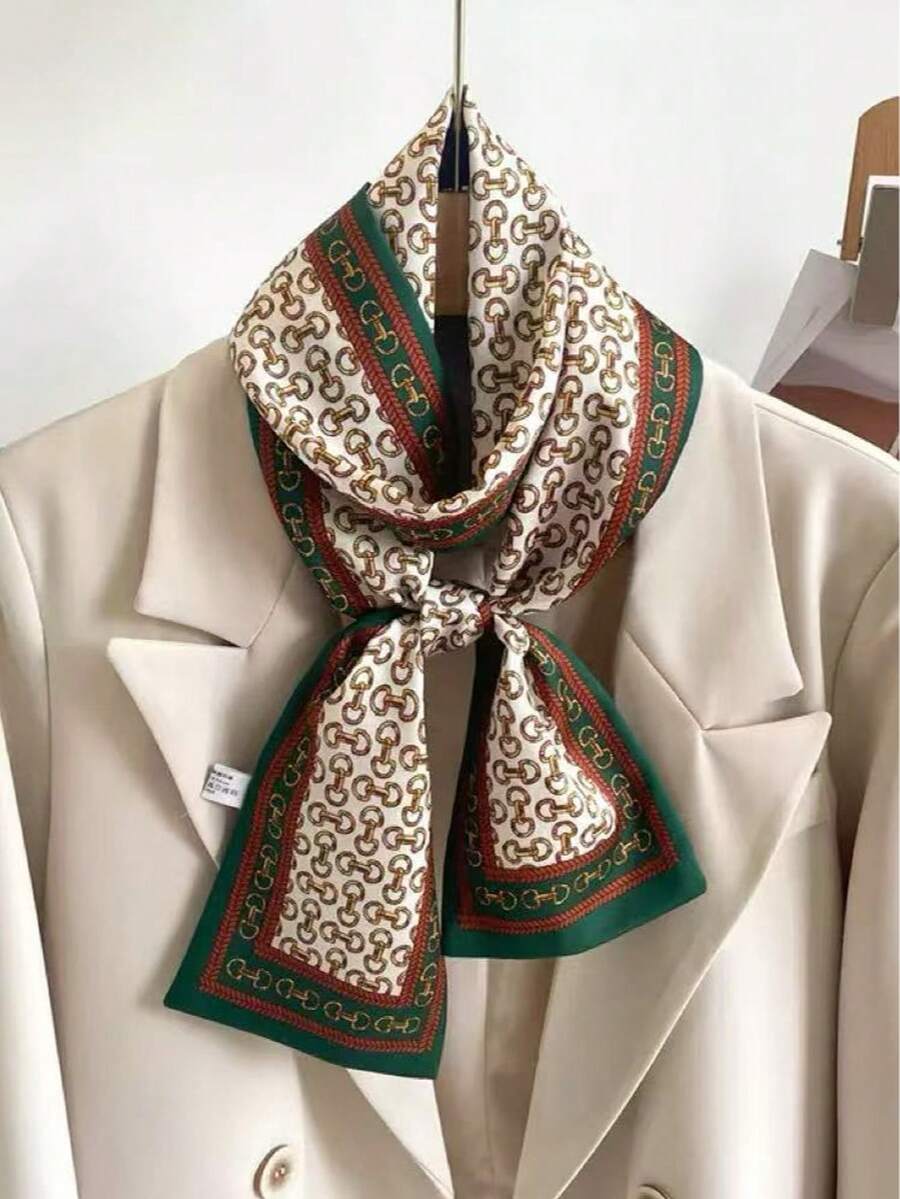 1条女士印花时尚多功能涤纶围巾，方巾，长围巾 - 彩色 - 查看 1