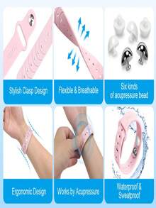 MEIYYJ 1对防晕动症腕带，符合人体工程学设计，单扣硅胶腕带。