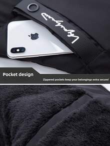 Men's Mid-Length Quilted Jacket With Detachable Fleece Lining - Hooded Thickened Slim-Fit Comfortable Outerwear For Cold Days - Màu xanh lam - Xem 3
