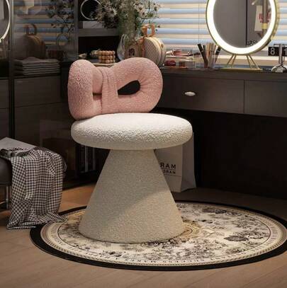 Rotatable Vanity Stool, Bedroom And Home Dressing Table Chair, Stool With Backrest, Comfortable For Long-Term Sitting, Light Luxury Dressing Chair