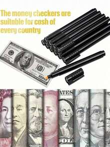5pcs Portable Waterproof Money Detector Pens, Mini Handheld Counterfeit Bill Checker, Waterproof Pens For Verifying Authenticity Of Important Items, Essential For Back To School Season - Black - View 2