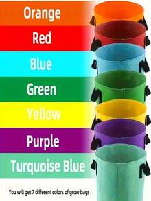 7 个装重型 18.93 升布质种植袋，带提手 - 轻便种植盆，适用于户外，大型花园种植盆，可种植花卉、蔬菜、香草，经久耐用 - 可立式放置（适用于小型农场、阳台、露台） - 彩色 - 查看 15