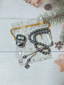 2pcs/Set Muslim Prayer Beads & Tasbih Bracelet Set, Gift Bag Packaging, Handheld Ring Counter