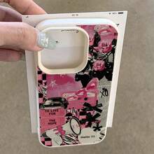 1pc TPU Material Pink Rose Retro Fancy Pattern Phone Case Compatible With IPhone 17 Pro Max/17/16 Pro Max/15/13/12/11, S20 FE/A15/S24/A55, Redmi Note 11/Note 12/Note 13 Pro, Full Coverage Anti-Drop Soft Protective Phone Cover - White - View 3