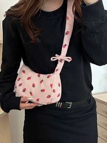 ¡Estilo Fresco y Moderno! Bolso de Hombro y Bandolera para Mujer | Diseño Minimalista con Detalle Plisado y Estampado Floral Pequeño | Gran Capacidad Interior, Ideal para el Día a Día | Material de Alta Calidad y Apariencia Elegante - Multicolor - Ver 5