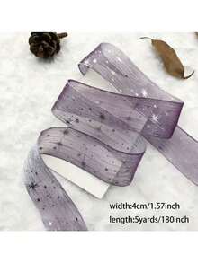 1.57英寸/4厘米 x 5码 星空图案丝带花束包装 手工DIY，尼龙材质，白色、红色、粉色、灰色、蓝色、紫色 - 工艺品、手工制品和缝纫 - 礼品包装用品 - 礼品包装丝带 - 彩色 - 查看 3
