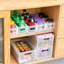 WORTHBUY 1/2/3件装多功能橱柜收纳盒，大容量透明塑料橱柜整理篮，可折叠拉出式储物箱，适用于零食、饮料和杂物，方便携带，节省空间，适合成人和学生在家、宿舍、厨房、办公室和户外野餐使用。