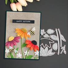 1个花朵金属切割模具，适用于DIY剪贴簿、卡片制作、压花和纸艺——兼容压花机，可手动使用，用于相册装饰工具 - 銀色 - 查看 2