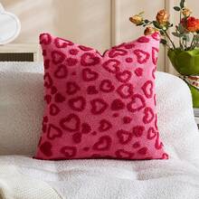 1 chiếc vỏ gối trang trí hình trái tim bằng vải nhung mềm mại, mặt trước bằng vải jacquard, mặt sau bằng vải lông cừu, vỏ gối vuông, vỏ gối trang trí nhà cửa dịp lễ, chất liệu nhung mềm mại, trang trí hiện đại cho ghế sofa, phòng ngủ. - Màu Hồng Tươi - Xem 11