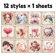12 piezas de papel rosado para el Día de San Valentín - Cartulina artesanal festiva para scrapbooking, elaboración de tarjetas, diarios, collages y decoración de álbumes de fotos, material con temática de amor