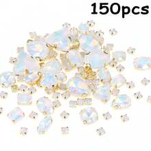 WENSIDUO Sew On Rhinestones 150 PCS Mixed Shapes Glass Rhinestones Sew On Crystal Gems Mental Flatback With Silver Claw For Jewelry Crafts Clothes Shoes Costume Garment White,Grandma Mothers Day Gift,Mother's Day - White - View 24