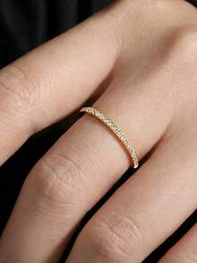 Luxury Half Eternity Ring With Cubic Zirconia, Gold And Silver Costume Jewelry - 金色 - 查看 6