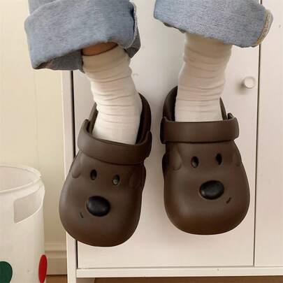 XIXITIAO 1 Pair Cute Puppy Cartoon Breathable Non-Slip Soft Bottom Slippers, Adorable For Indoor/Outdoor Wear