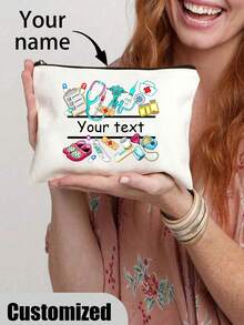 Customized Medical Storage Bag ,Toiletry Bag, Cosmetics Storage Bag,Multifunctional Storage Bag- Custom Your Name, Perfect For Nhs Thank You, New Grad, Hospital Staff & Medical Students Gifts,Nurse Cosmetic Makeup Bag Nurse Practitioner Gift Np Graduation Gift Zipper Pouch Bag For Nursing Student Teacher - Beige - View 10