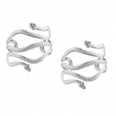 Pingyongchang 2 Pcs Cuff Bangle Bracelet For Women Open Wide Wire Bracelets Set Gold Wrist Cuff Wrap Bracelet Adjustable Classic Bohemia Birthday Gift,SnakeSilver