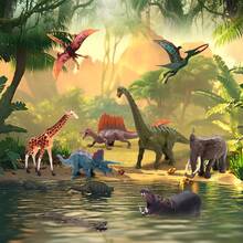 一套 12/18/19/24 个儿童动物恐龙仿真模型，逼真的微型野生动物模型，包括狮子、大象、长颈鹿、老虎、斑马、犀牛、黑猩猩、鳄鱼、猎豹、河马、棕熊，带收纳盒。 - 彩色 - 查看 11