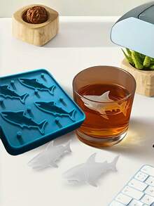 1pc Shark Silicone Ice Cube Tray, 4 Cavities Non-Stick Baking Mold, Suitable For Making Ice Cubes, Chocolates, Cookies, Creative Kitchen Party Mold, Essential For Dessert Lovers - Multicolor - View 2