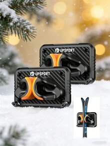 Ski Rack 2Pack, Ski/Snowboard Wall Mount, Skateboard Wall Mount, Fits Any Ski/Snowboard, Holds Up To 50lbs, Winter Gear Organizer, Vertical Ski Storage Rack For Home & Garage - Black and Orange - View 4
