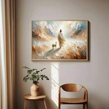 1pc Unframed Canvas Poster, Religious Wall Arts, God Leaves The 99, God With The Lost Sheep, Ideal Gift For Bedroom Living Room Corridor, Wall Art, Wall Decor, Winter Decor, Room Decoration - Multicolor - View 8