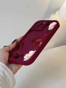 1pc Minimalist Red Floral & Pink Sakura Pattern Red TPU Material Phone Case Compatible With IPhone 17/17promax/17pro/Air/13/16E/16promax/16/15/14/12promax/13promax/11pro/14pro/15pro/12, Fashionable Protective Cover, Luxury Unisex Phone Case Compatible With Galaxy S24 Ultra/S23FE/S22/S21/S20/A52S/A15/A03 - Multicolor - View 8