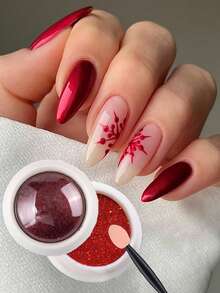 1Box Christmas Magical Mirror Powder Sets,Red Metallic Effect Mirror Glitter Powder Pigment Sparkling Holographic Manicure Magic Glitter Dust Kit,Includ1 Magical Mirror Powder + 1 Sponge Stick For Nails For Valentine's Day Nails DIY - Multicolor - View 7