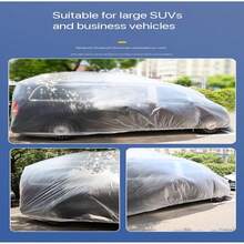 1pc Premium Transparent Car Cover - Waterproof, Dustproof, UV-Resistant, Fits All Car Models - White - View 2