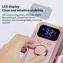 Electric Nail Drill With 32 Speeds LED Display For Shaping Polishing Removing Gel Nails, Nail File Machine With 11 Drill Bits For Acrylic Gel Dip Powder Polish Pink Gold - 灰色 - 查看 5