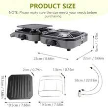 ZAQEstufa de Campamento Plegable de 2 Quemadores con Plancha y Sartén Estufa de Gas de Campamento Portátil con Mango de Transporte 2 Quemador Ajustable de Encendido por Piezo - como en la foto - Ver 8