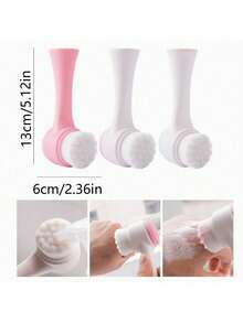 1pc New Double-Sided Face Washing Brush Soft Bristle Silicone Brush Cleansing Brush Facial Cleaning Brush Removing Blackheads And Pores Magical Tool Massage Makeup Brush Soft Home Manual Cleansing Brush 3D Face Washing And Cleansing Device Dual-Use Massage Brush, Carry It With You When Going Out/Traveling - Multicolor - View 4