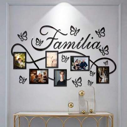 一套亚克力装饰墙贴，可放置家庭相框，易于安装，用于家庭照片墙面装饰，适用于客厅、卧室、餐厅、沙发、背景墙和入口处的墙面装饰！