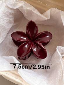 3个/1个 7.5厘米/2.95英寸芙蓉花造型塑料发夹，酒红色、玳瑁色、白色，轻巧，适合日常、休闲、派对、通勤、海滩、度假、扎马尾、盘发、洗脸、化妆、搭配服装等场合，时尚发饰，优雅发爪，夏季必备 - 彩色 - 查看 2