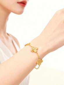 1/2件装四叶草手链，轻盈奢华饰品，不褪色，情人节礼物