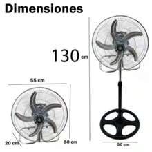 Ventilador Metálico 3 En 1 Con 5 Aspas 50 Cm Mod. Tn001 45.72 Cm 60 Negro Cromo Metal 5 - Negro - Ver 3