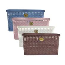 Pack 2 Canastas Con Tapa Estilo Rattan Multiusos - Blanco - Ver 11