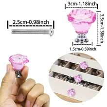 10pcs Crystal Knobs, 30mm Rose Flower Style Glass Pull Handles For Cabinets And Drawers, Suitable For Vanity, Dresser And Kitchen - Multicolor - View 4