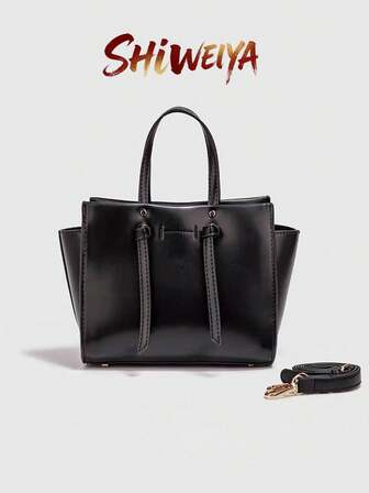 Bolso de mano y de hombro para mujer, hecho de cuero de grano completo premium, correa de hombro ajustable, diseño con asa superior