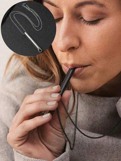 1pc Anxiety & Stress Relief Breathing Necklace, Meditation Mindfulness Tool, Panic Attack Coping Deep Breathing Device, Unisex Meditation Relaxation Gift, Holiday Gift, Whistle Decor Necklace, Fashion Stress Relief Breathing Necklace, Mother's Day Gift, Suitable For Mindfulness, Yoga, Everyday & Formal Occasions, Adult Party Supplies For Stress Relief