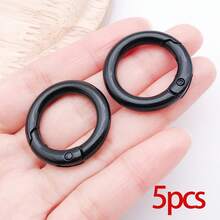 5个弹簧O型环圆形登山扣钥匙圈扣锌合金圆形弹簧钩适用于钥匙链钥匙圈DIY钱包手提包链条环扣替换件 - 彩色 - 查看 26