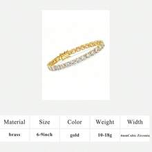 MDFUN 4.0毫米男女通用网球手链，18K镀金4.0毫米圆形立方氧化锆经典网球手链