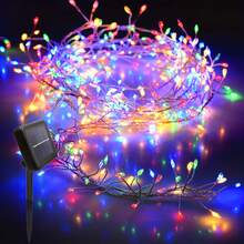 1串太阳能LED仙女灯，100/200/300颗LED灯珠，鞭炮灯串，星光萤火虫灯，适用于DIY花环、室内外装饰、卧室、客厅、花园、庭院、节日装饰