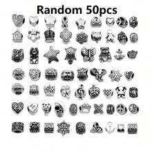 30/200pcs Fashion Metal Beads Set, Suitable For DIY Jewelry - Multi-Functional Large Hole Design, Applicable For Necklaces, Bracelets, Keychains And Phone Charms - Zinc Alloy, With Classic Patterns - Silver - View 20